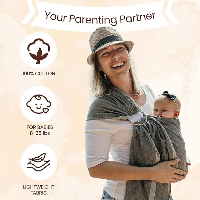 Hip Baby Wrap Ring Sling Baby Carrier for Infants and Toddlers - Beautiful, 100% Soft Cotton Baby Wraps Carrier For Babies 8-35 lbs - Perfect Baby Shower Gifts Moms And Dads - Nursing Cover (Midnight)