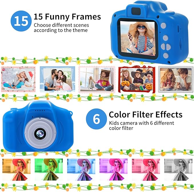 Kids Camera Waterproof Underwater Camera for 3-12 Year Old Boys Girls 2 Inch IPS Screen 1080P HD Digital Kids Video Camera Indoor Outdoor Action Cameras Best Christmas Birthday Gifts Dark Blue