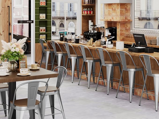 Andeworld Metal Bar Stools Set of 4, 24 inch Counter Height Barstools - Image 8