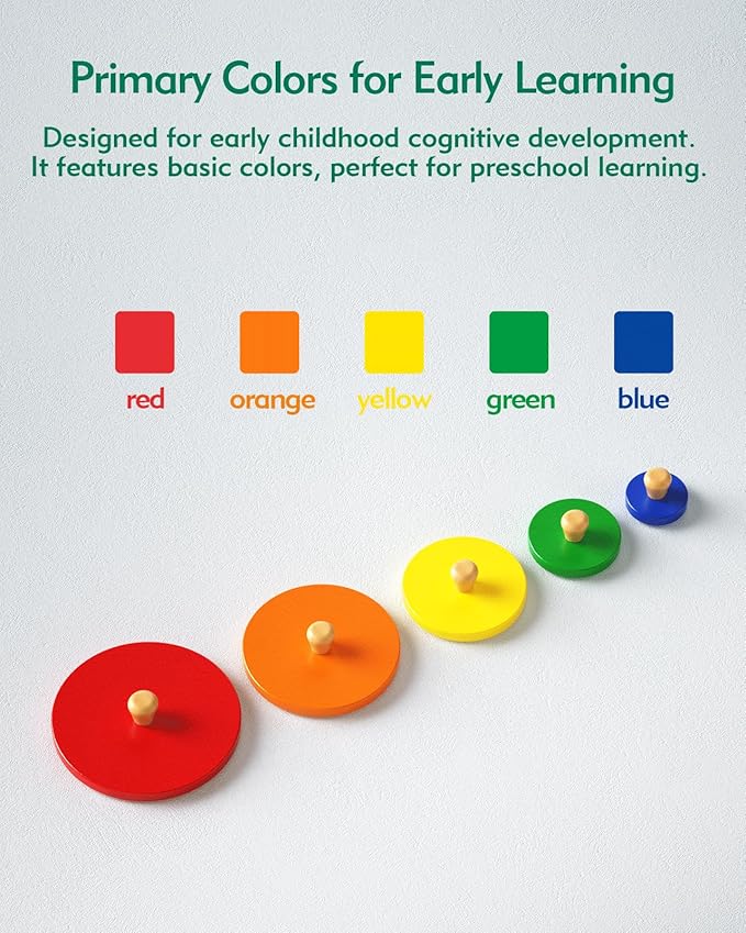 Boby Montessori Multiple Circle Puzzle Board, Knob Wooden Puzzle, Geometric Shape Puzzle Early Education Material Sensorial Toy for Toddler Shape & Color Sorter (Multiple Circle Puzzles)