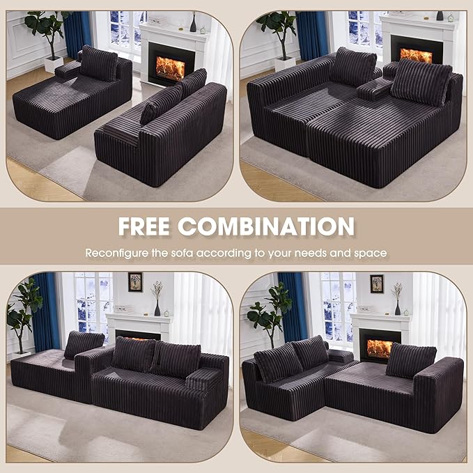 Modular Sectional Sofa Couches L-Shape Couch 3 Seat Modular Sofa Memory Foam - Image 7