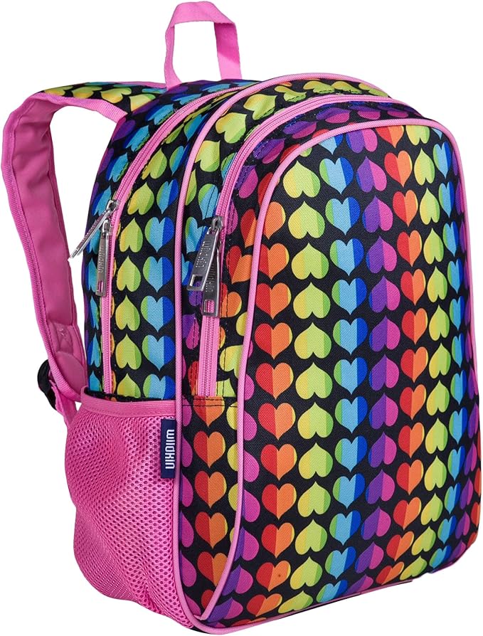 Wildkin 15-inch Kids Backpack – Durable, Padded, Adjustable for School & Travel - Rainbow Hearts