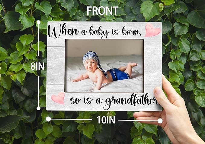 First Time Grandfather Gifts, New Grandchild Baby Photo Frame, When a Baby is Born So is a Grandfather, Photo Frame 8X10