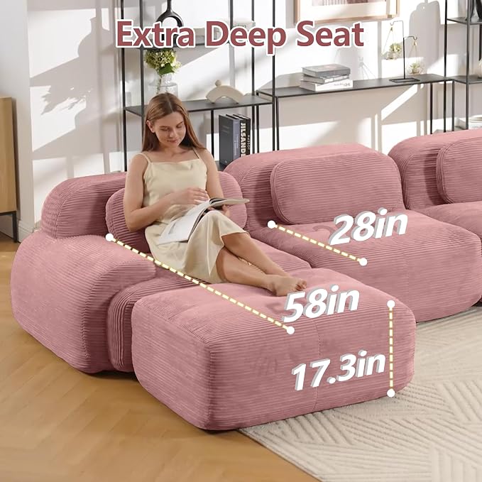 Boneless Sectional Couch, No Assembly Required, 117.3” L Shaped Modular Cloud - Image 5