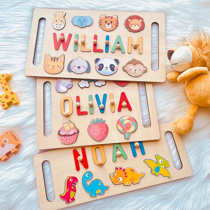 Newly Upgraded Personalized Name Puzzle for Kids, Custom Name Puzzle Personalized Baby Gifts 1st Birthday for Boys Girls Montessori Toys Nursery Decor Toddler Educational Toys