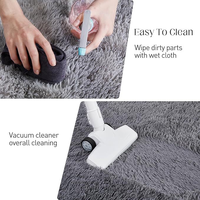 Ultra Soft Grey Rugs for Living Room, 5x7 Fluffy Plush Area Rugs for Bedroom, Non-Slip Floor Carpet for Kids Room, Bedside, Playroom, Corridor, Indoor Decor