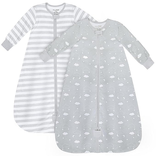 Mama Cheetah Baby Sleep Sack with Sleeves, 0.5 TOG Organic Cotton Wearable Blanket and Two-Way Zipper, Swaddle Transition Long Sleeve Sleeping Bag for Newborn Infant Toddler, 12-18 Months