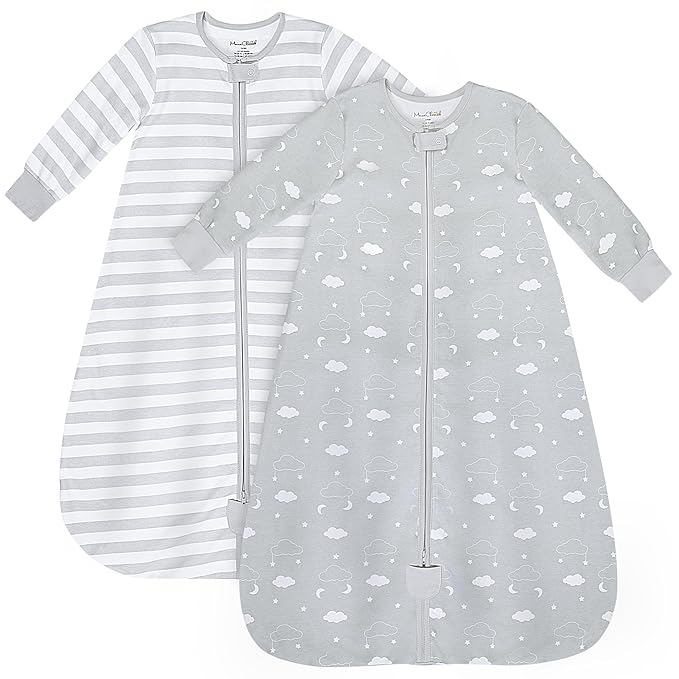 Mama Cheetah Baby Sleep Sack with Sleeves, 0.5 TOG Organic Cotton Wearable Blanket and Two-Way Zipper, Swaddle Transition Long Sleeve Sleeping Bag for Newborn Infant Toddler, 0-6 Months