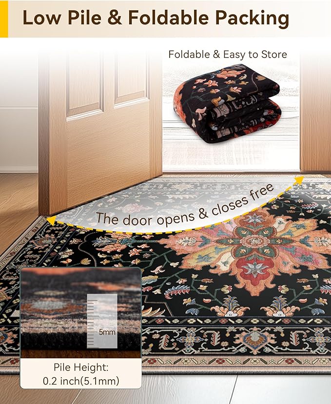 RELEANY Area Rugs 3'x7' Runner Rug Non Slip Washable - Image 6