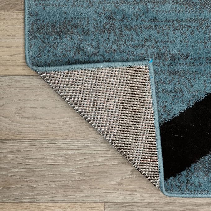 Rugshop Modern Wavy Circles Design Runner Rug 2'7" x 6' Blue