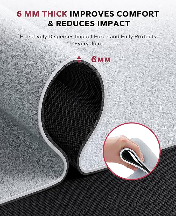 HAPBEAR Large Yoga Mat - 72"x36" Extra Wide Exercise Mat - 1/4" Thick Dual Color PVC | Anti-Slip Surface & High Cushioning - Ideal for Yoga, Pilates & Home Workouts - Bonus Mesh Bag