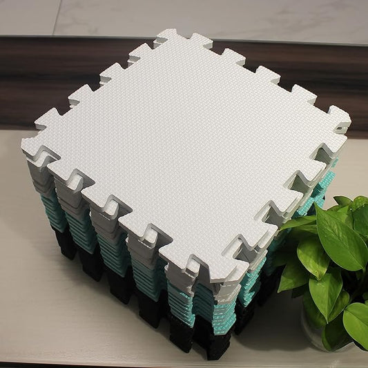 MQIAOHAM® 25 Pieces Puzzle Play Mats, Soft Baby Play Mat, Kids Interlocking Foam Floor Tiles, Toddlers Carpet Playmats G301025-101104108