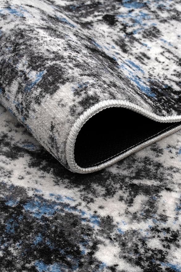 Non-Slip Washable 5x7 Area Rugs for Living Room Bedroom, Ultra Soft Bedside Rug, Indoor Floor Carpet for Kids Girls and Boys, Dorms, Nursery Rooms, Non-Skid Area Rug, 5' x 7', Abstract Blue - Grey