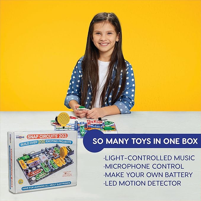 Snap Circuits 203 Electronics Exploration Kit | Over 200 STEM Projects | Full Color Project Manual | 42 Snap Modules | Unlimited Fun