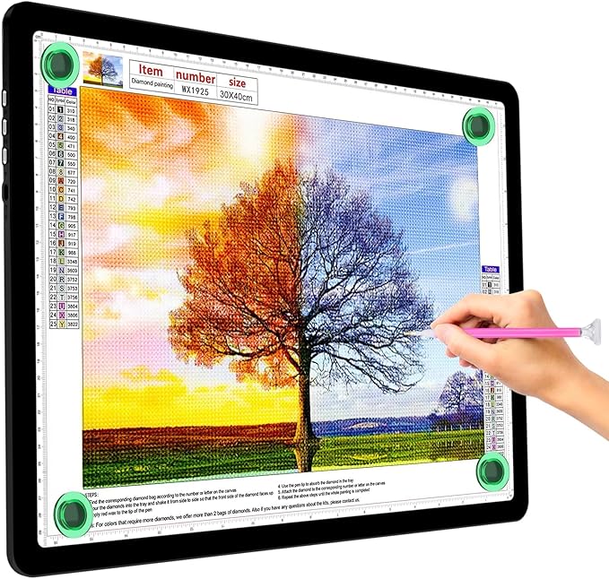KOBAIBAN A3 Light Board for Diamond Painting & Tracing, Tracing Light Box with Side Physical Buttons, 6-Levels Adjustable Brightness, USB-C Powered Light Table for Art Crafting(Black, 46.2 x 33.9 CM)