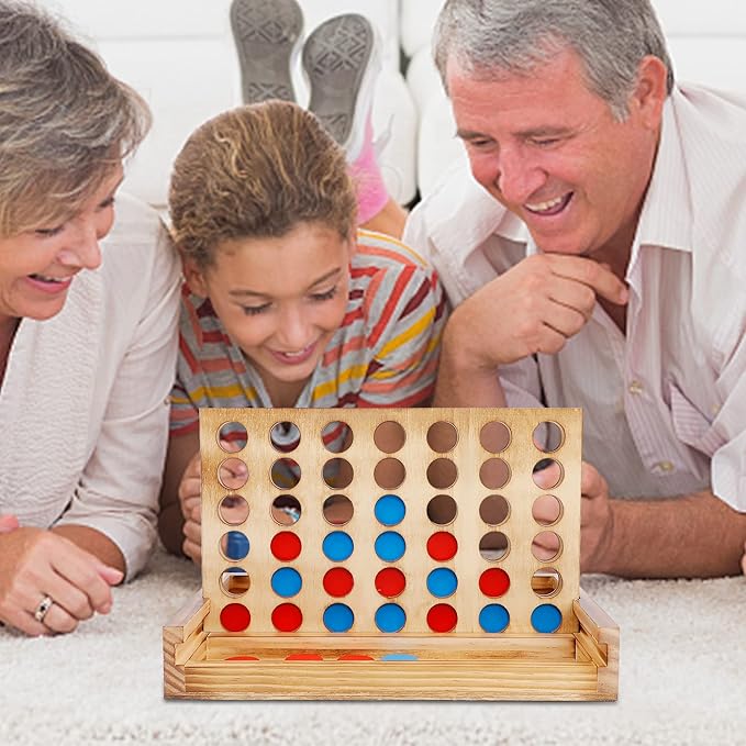 Glintoper Shut The Box & 4 in a Row Tables Game Set, Classic Wood Dice Game with Numbers & Line Up 4 Game for Kids Family, Living Room Rustic Coffee Table Decor, Travel Game Strategy Board Games