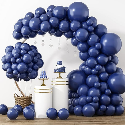 RUBFAC 129pcs Navy Blue Balloons Different Sizes 18 12 10 5 Inch, Latex Balloon Garland Arch Kit for Birthday Party Graduation Baby Shower Wedding Holiday Balloon Decoration