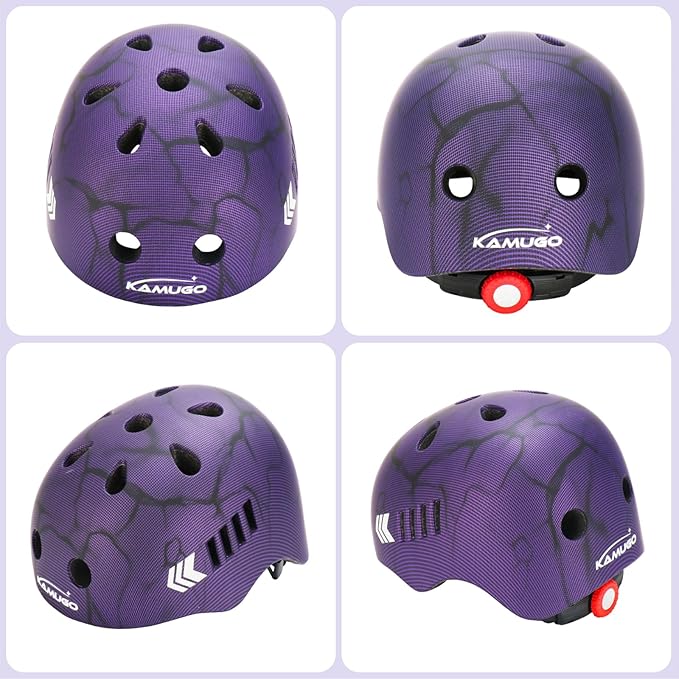 KAMUGO Kids Bike Helmet Set, Toddler Helmet for Ages 2-8 Boys Girls with Sports Protective Gear Set Knee Elbow Wrist Pads for Skateboard Cycling Scooter Rollerblading