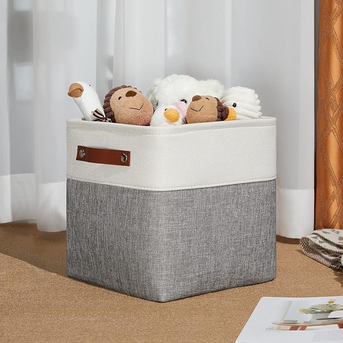 DULLEMELO 11 Inch Cube Storage Bins Fabric Storage Cubes 4 Pack Foldable Cube Storage Baskets for Cube Organizer, Cube Storage Organizer Bins for Home Office Organizer Closet, Shelves, Toy, Nursery