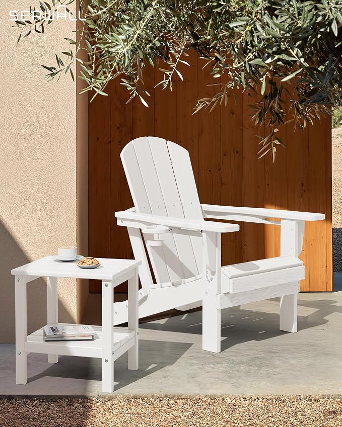 SERWALL 2-Tier HDPE Outdoor Side Tables Set of 2, Weatherproof Rectangular - Image 7