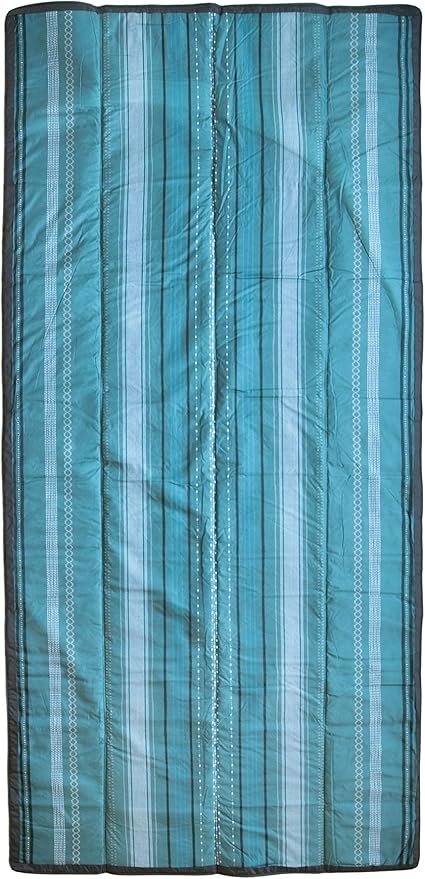 Little Unicorn 5'x10' XL Outdoor Family Picnic & Beach Blanket | Durable & Water-Resistant Fabric | Compact Fold & Easily Wipes Clean | Zipper Pocket (Shoreline Stripe)