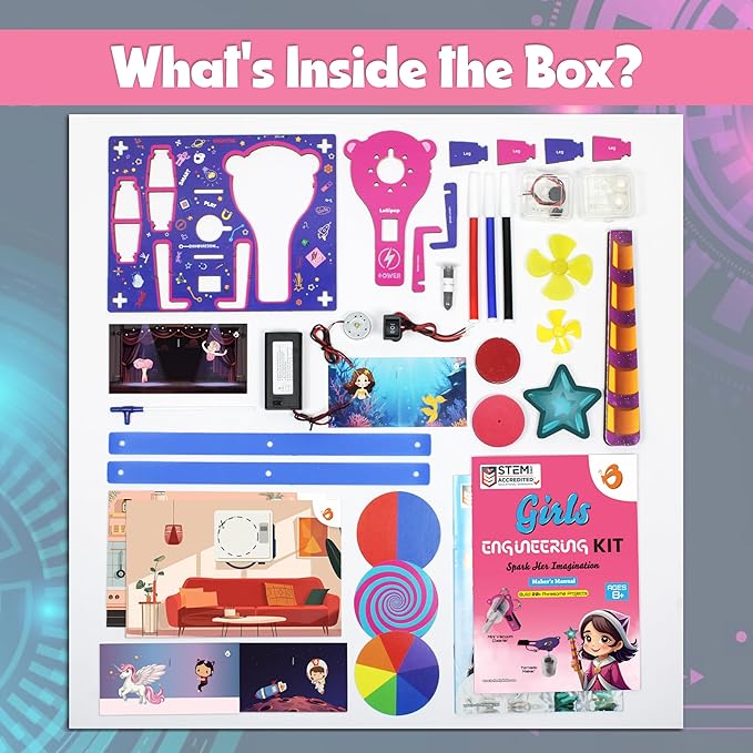 Butterfly EduFields 100+ STEM Projects | Girls Mini Engineering Kit for Ages 8 10 12 15 Years | Ultimate DIY Science Experiments for Kids | Educational Engineering Toys Best Birthday Gift idea