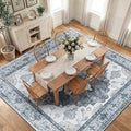 RELEANY Area Rugs Square 10ft Washable Non-Slip, Floral Vintage Distress Print by RELEANY