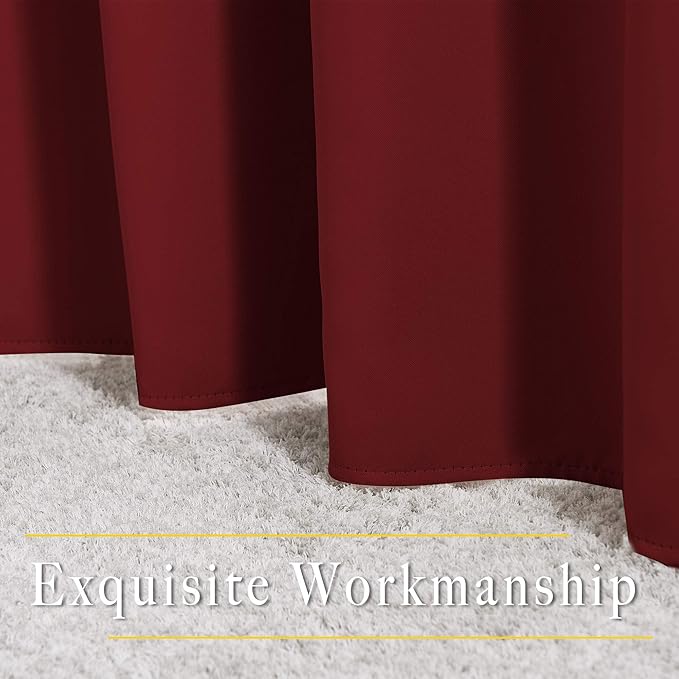 NICETOWN Red Kitchen Curtains for Christmas, Thermal Insulated Grommet Blackout Short Window Treatments Thermal Curtains for Bedroom, 2 Panels, W52 x L36