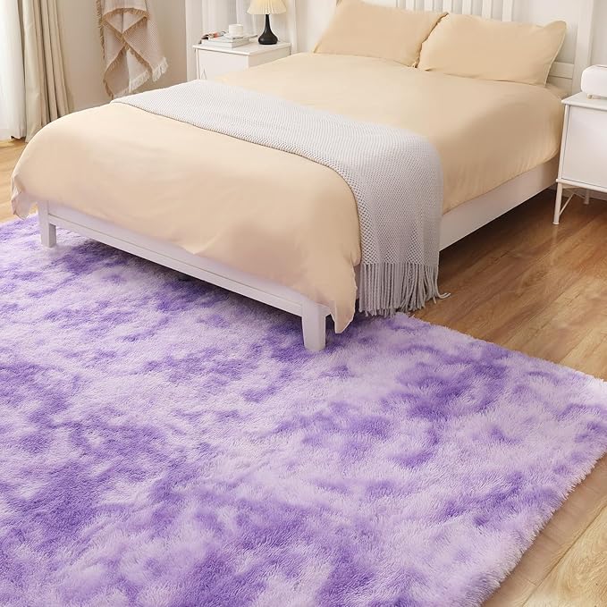 5x7 Area Rug, Luxury Rugs for Living Room, Ultra Soft Rugs for Bedroom, Non-Slip Indoor Carpet for Nursery, Kids Room, Playroom, Home Decor, Tie-Dyed Purple
