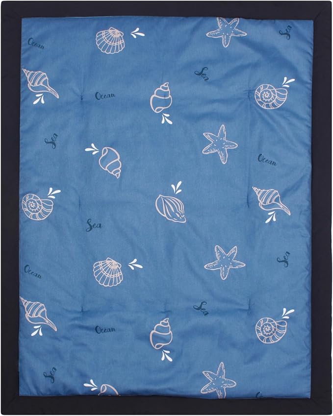 CaSaJa Baby 3-Piece Crib Bedding Set for Boys Girls, Including Soft Quilted Comforter(Blanket), Fitted Crib Sheet and Skirt, Soft Nursery Bedding Set Made of Silky Comfy Materials, Sea Conch