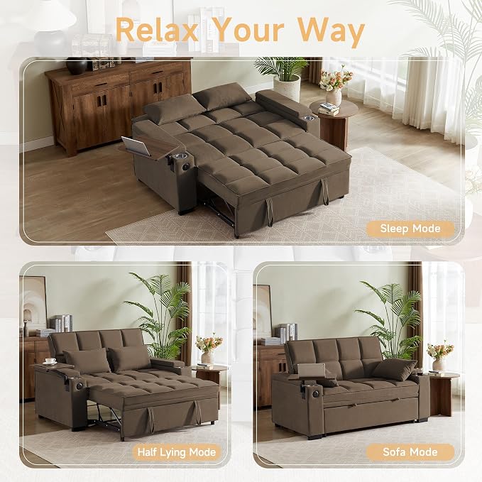 Auvsoce 65'' Chaise Lounge Chair Indoor, 3-in-1 Convertible Sofa Bed - Image 6