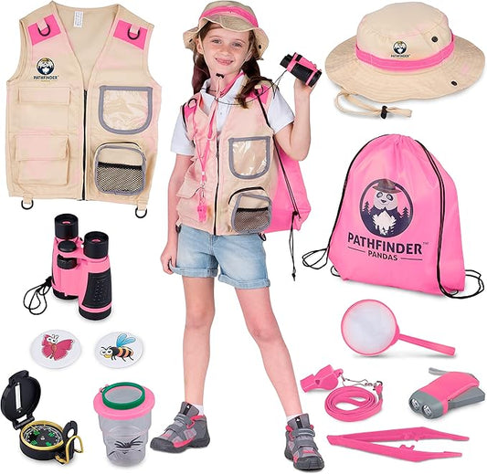 Kids Explorer Kit with Safari Vest & Hat for 3-12 Year Old Boys & Girls - Safari Costume Kids, Zoo Keeper, Paleontologist, Bug Kit & More - Giftable STEM Outdoor Explorer Kit for Kids + Bug Ebook