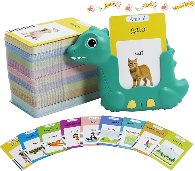 MAYAPHILOS Spanish and English Bilingual Talking Flash Cards with 510 Sight Words, Learning Toys for Toddlers Autism Learning Materials Montessori Toys for Toddlers