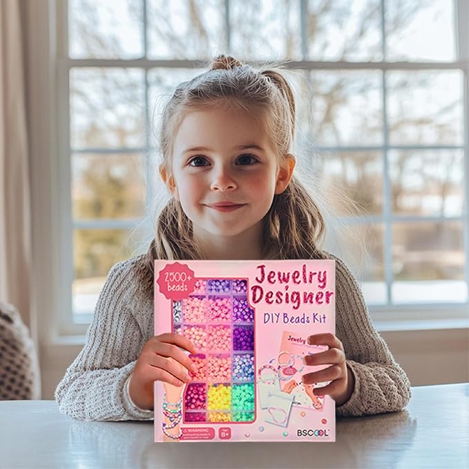 BSCOOL - Jewelry Designer DIY Beads Kit, 2500+ Beads, Friendship Bracelet Making Kit, Jewelry Making Kit for Girls Age 5 and Up. Complete Set with Charms. Instructions Guide Included