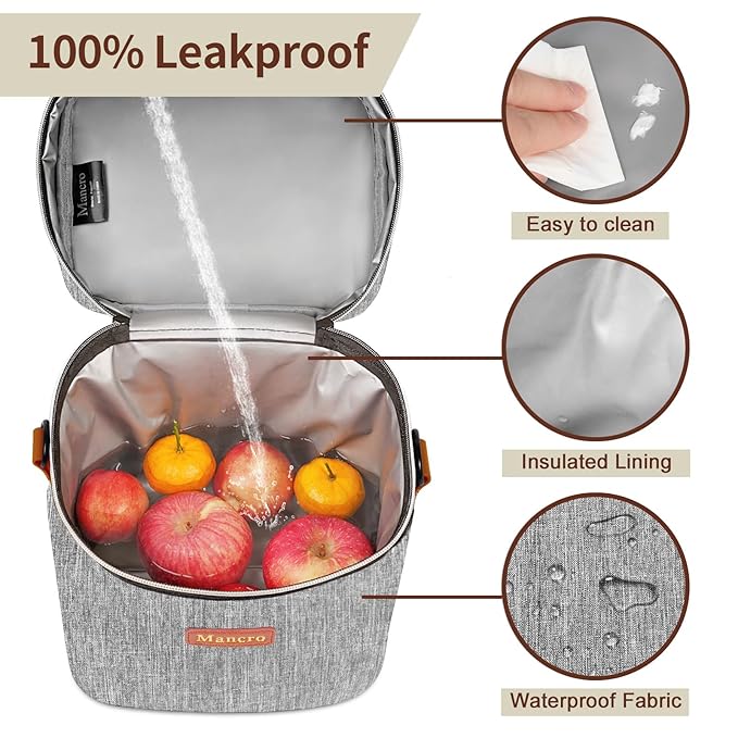 Mancro Insulated Breastmilk Cooler Bag Fits 4 Baby Bottles Up to 9 Ounce，Compact Baby Bottle Travel Bag with Ice Pack for Nursing Mom, Grey