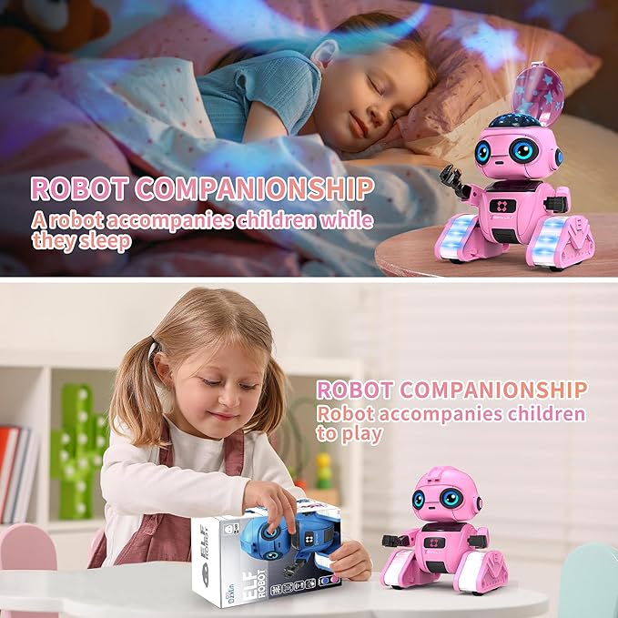 Robot Toys for Boys and Girls, Rechargeable Remote Control Robot with Auto-Demonstration, Light Projection, Dance Moves, Music, and Gesture Sensing –Toy Robot Gifts for 3,4,5,6 year old Girls (Pink)