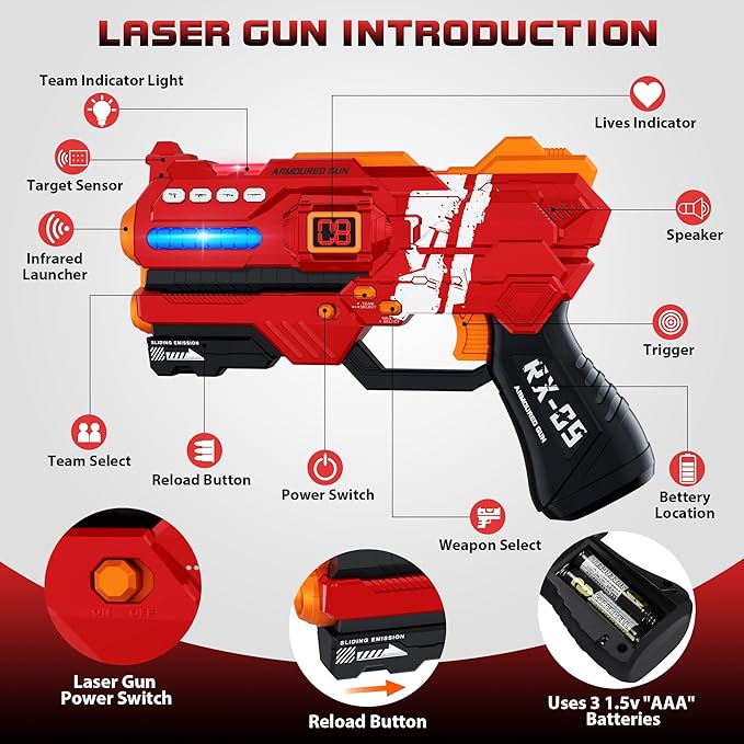 Laser Tag Guns Set of 4 Laser Tag Guns with Digital LED Score Display Vests,Gifts for Teens and Adults Boys & Girls,Adults and Family Fun,Gift for Kids Ages 8 9 10 11 12+Year Old Boy