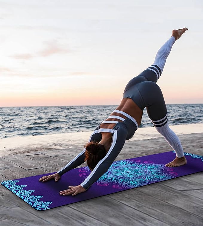 Non Slip Yoga Mat TPE Workout Mat for Men Women, Thick Workout Mat with Carrying Strap, Fitness Mats for Exercise, Yoga, Fitness, Pilates, Floor Workouts (72" x 24" x 6mm)