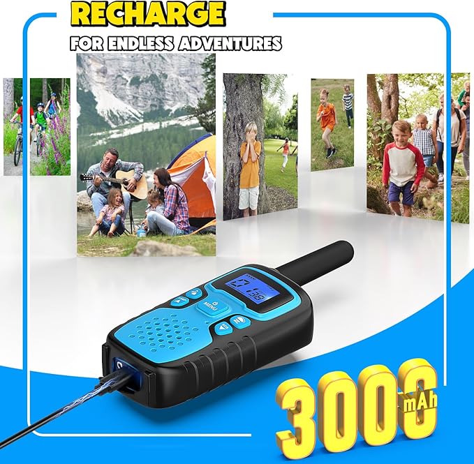 Wishouse Walkie Talkies for Kids Rechargeable Long Range,Xmas Birthday Gift for 4 5 6 7 8 9 Year Old Boys Girls,Hiking Gear Camping Games Cool Toys with NOAA,SOS Siren,Lamp,Lanyards,2 Pack Pink Yellow