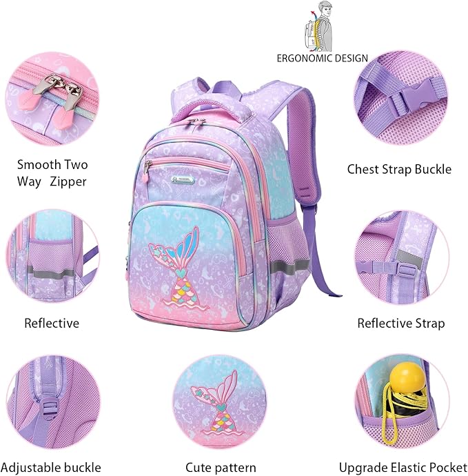 Cusangel Backpack for Girls Boys School Bookbags Kindergarten Elementary Lightweight Waterproof Multifunctional Large Capacity for Backpack (16 inch Fun Prints)