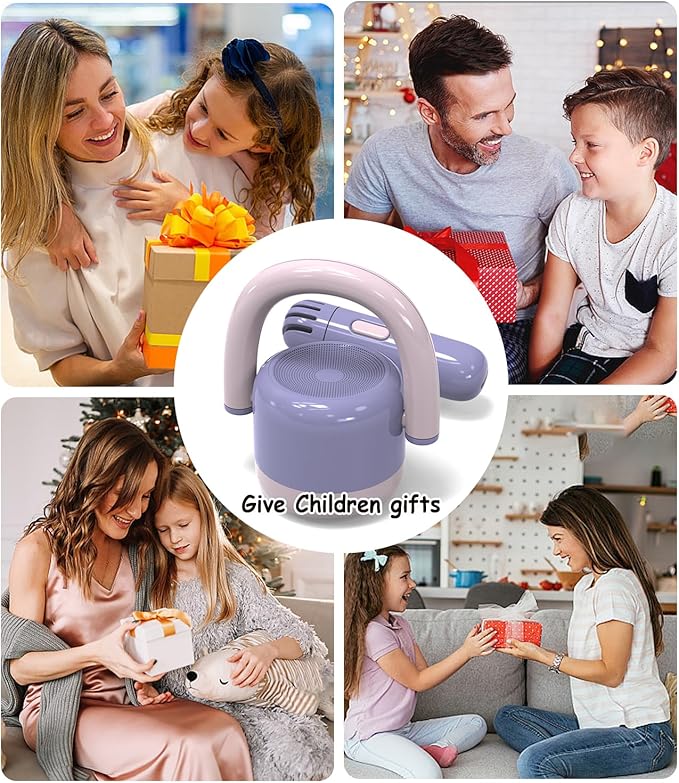 EWA Portable Mini Metal Karaoke Machine, Bluetooth Karaoke Speaker with 2 Wireless Microphones, Ideal Gifts for Girls Boys Family Home Party Birthday Christmas Toys Gifts-(Purple)
