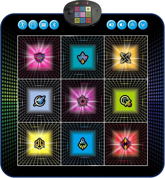 SUNLIN Light Up Dance Mat, Toy Gift for Girls Boys 3-10, Wireless Dance Pad w/ 9 Light-Up Buttons & Bluetooth, Music Pad w/ 4 Game Modes, Volume Control, Birthday Gifts for 3 4 5 6 7 8 Years Old Kids