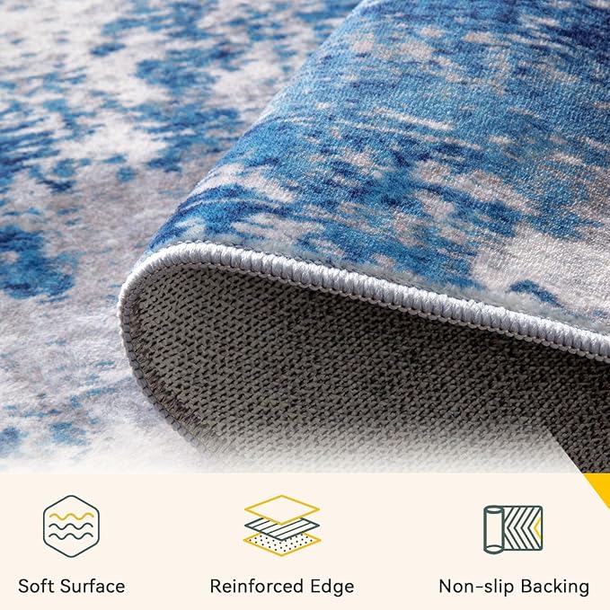 RELEANY Washable Area Rugs 4ft Non-Slip Modern Abstract Soft - Image 3