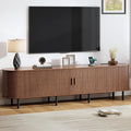 86.6" TV Stand with Power Outlet, Mid-Century Modern Television Stand, Fluted by ComfyCorner