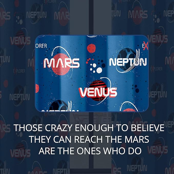 Kids Space Mars Blackout Curtains - 100% Blackout, Thermal Insulated, Noise Reducing,Bring The Cosmos Closer to Kids Room, 2 Panels (Planet Parade, W52×L84)