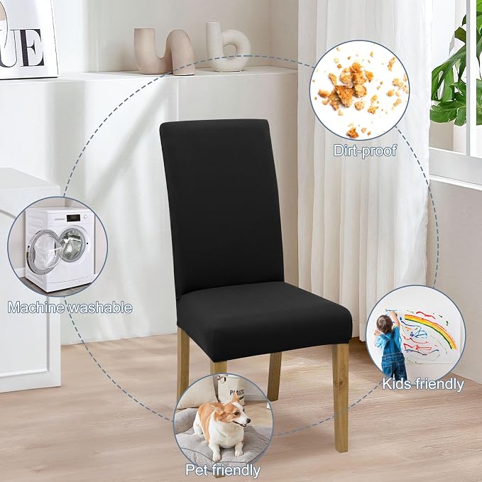 BIETYONE Stretch Dining Chair Covers Set of 2, Soft Removable Washable Kitchen - Image 6