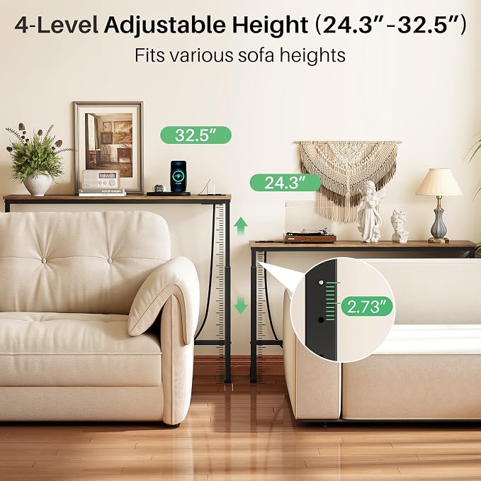 Kitstorack Behind Couch Table, Adjustable Height Narrow Console Table - Image 4
