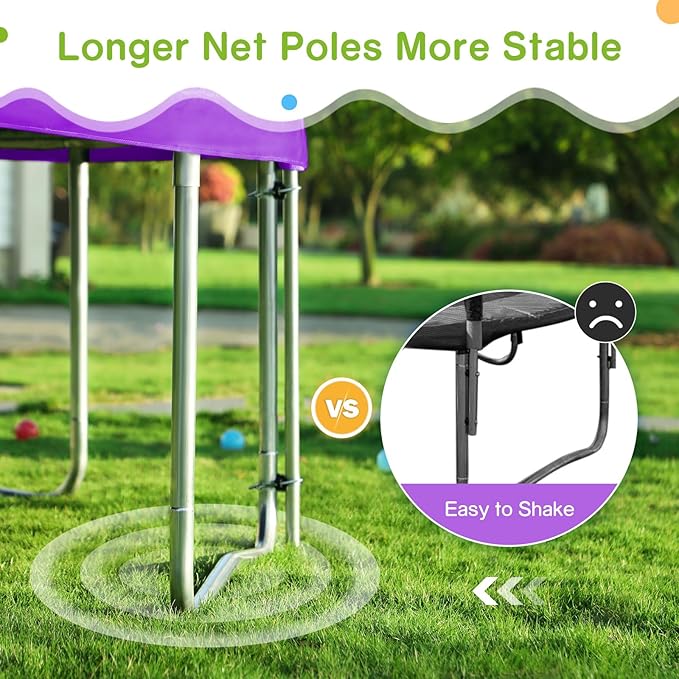 Zupapa 1800LBS Weight Capacity Double Frames Trampoline with No-Gap Design Curved Poles 16 15 14 12 10FT Trampolines with Enclosure Net for Kids Adults, Outdoor Family Fun