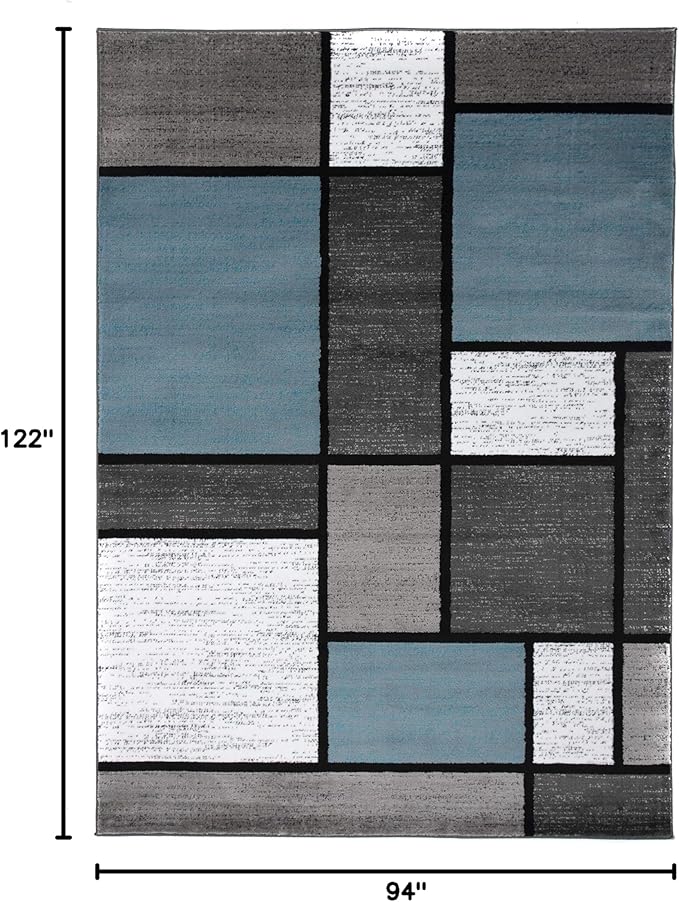 Rugshop Contemporary Modern Boxes Area Rug 7' 10" X 10' 2" Blue/Gray
