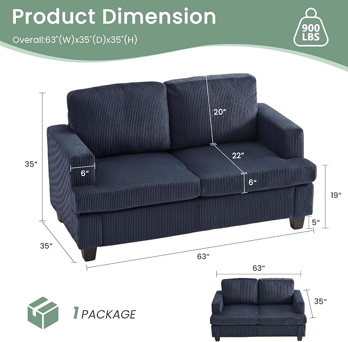 YOUDENOVA Sofa Couch, 3 Piece Set Comfy Sofa, 2 Loveseat & 3 Seater Sofa - Image 2